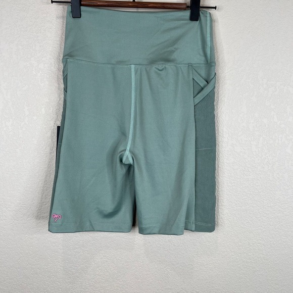 Marchesa Active Olivia Biker Shorts Size Small Sage Green Side Mesh Athletic - Picture 2 of 14